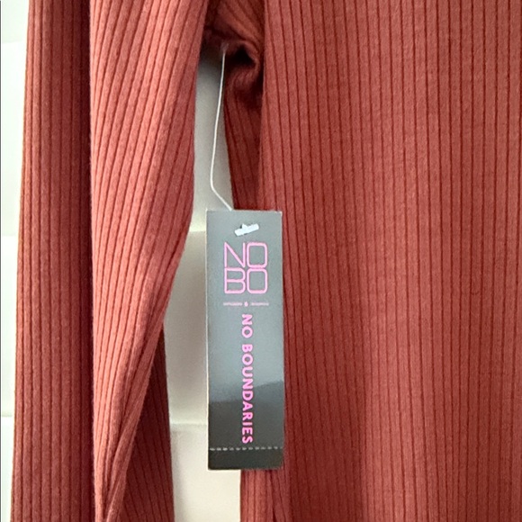 No Boundaries Brown Long Sleeve Top with Feather Cuffs - Picture 3 of 3